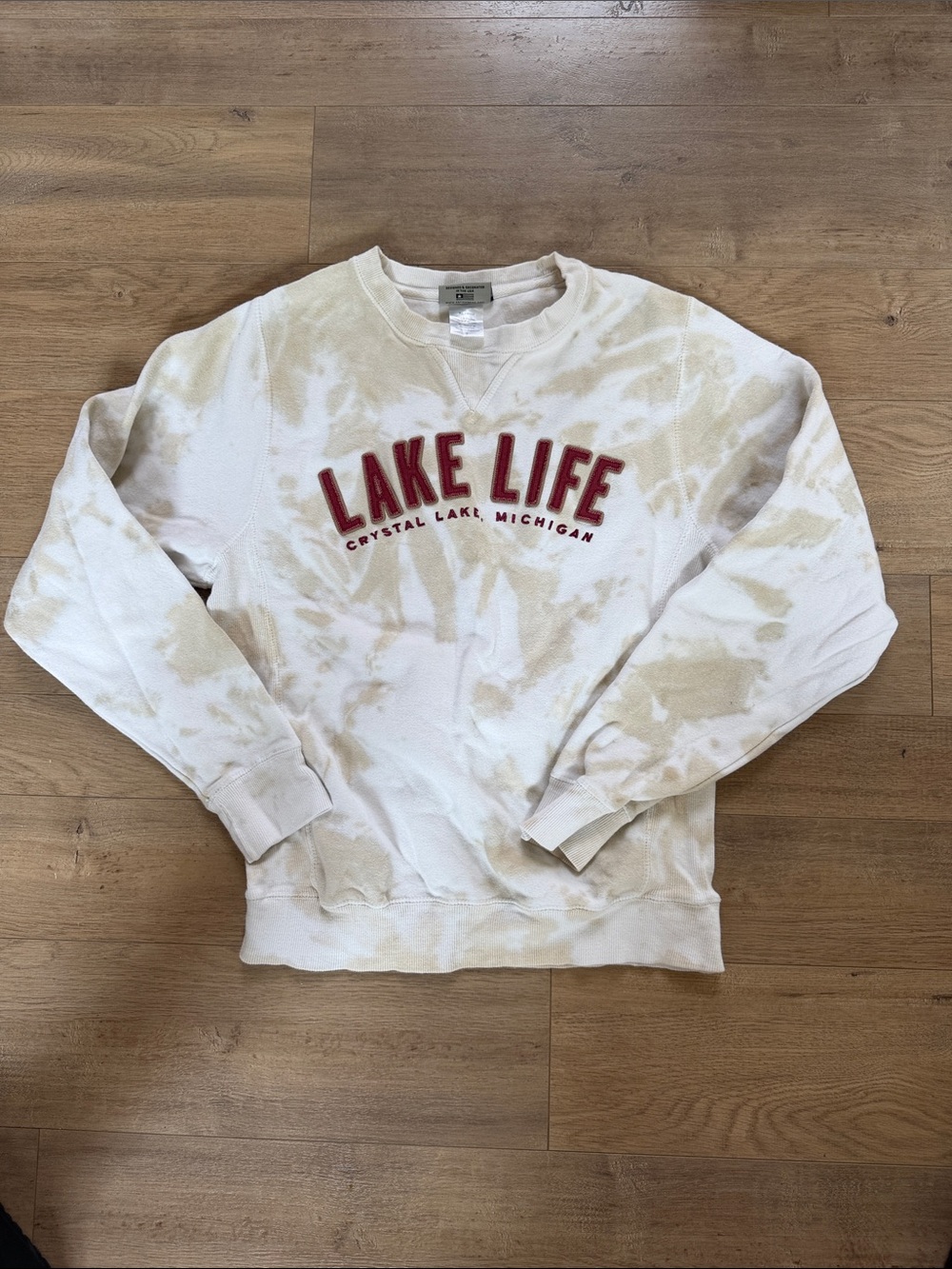 Lake Life Tie-Dye Crewneck Sweatshirt - White/Cream